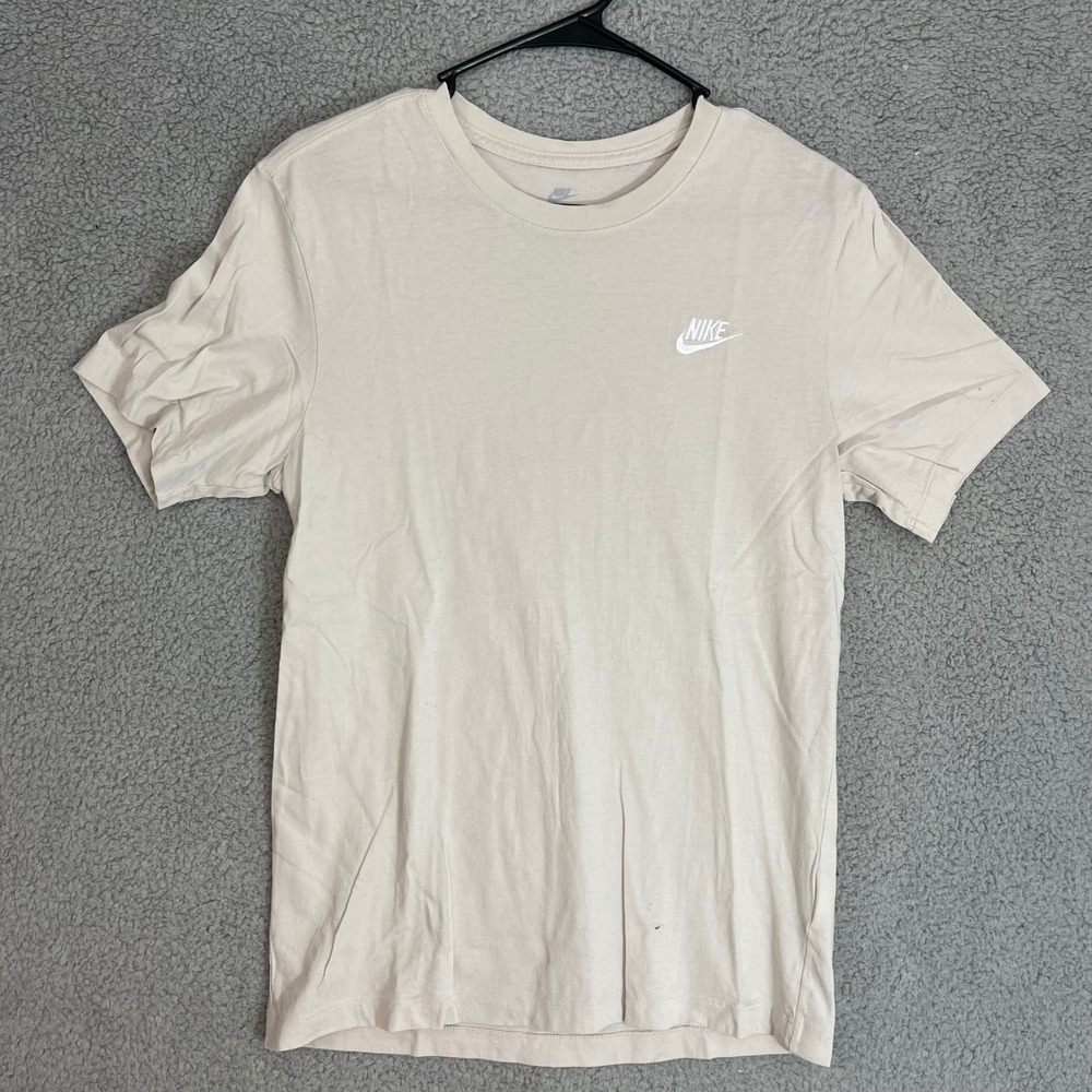Nike The Nike Tee Mens Small Beige Cotton Crew Neck Short Sleeve‎ T-Shirt Top